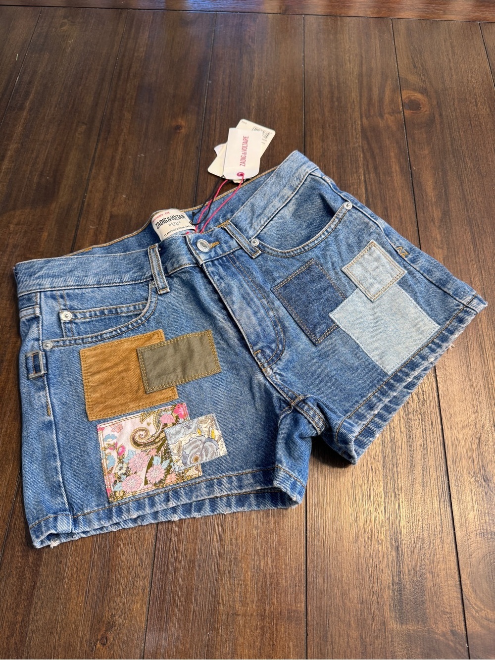 Zadig & Voltaire Défilé Sina Denim Eco Patch Shorts NWT Designer Jean Shorts F36 - Picture 4 of 16